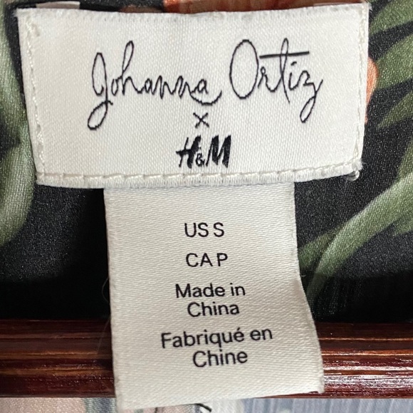 Johanna Ortiz x H&M Floral Print Silky Dolman Sleeve Mini Dress Small Green - Picture 3 of 15